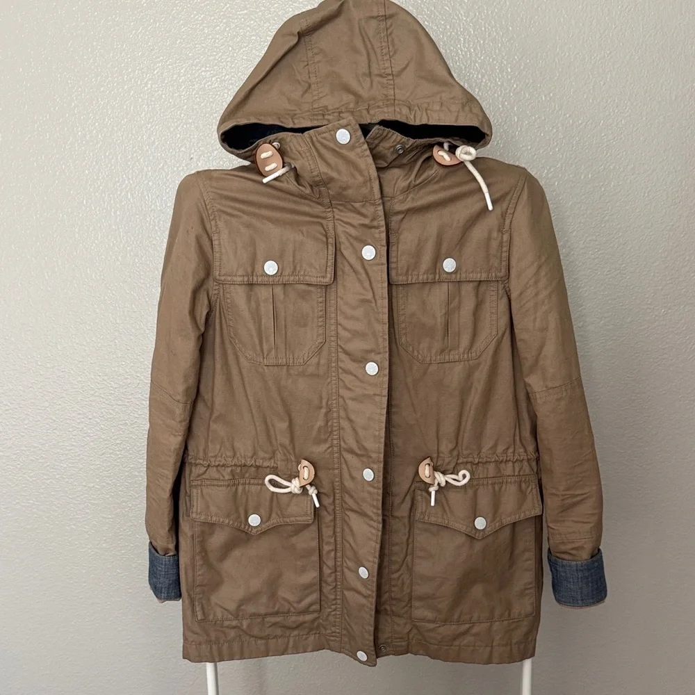 Levi’s Women's Tan Hooded Rain Jacket - Picture 1 of 10